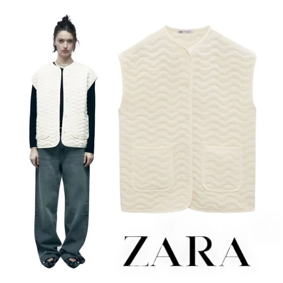 ZARA | Ecru | PADDED VEST - Picture 1 of 11